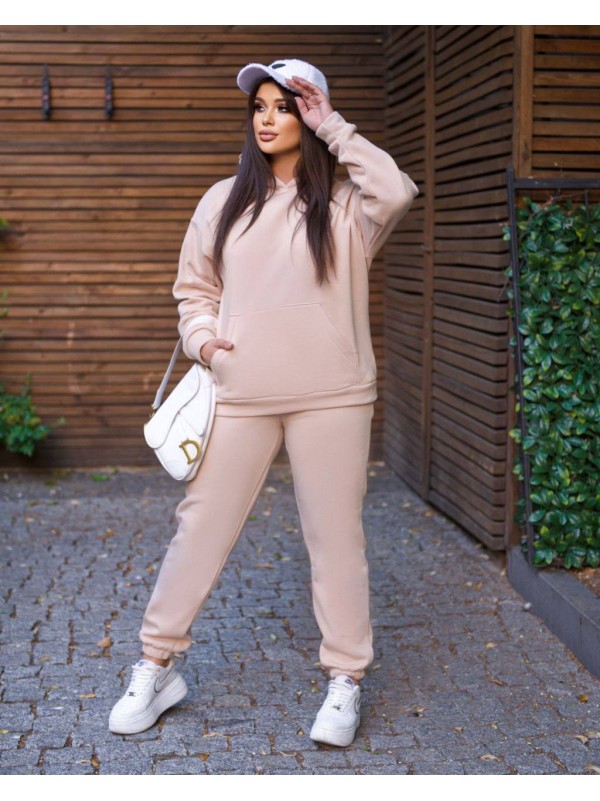 Жіночий спортивний костюм на флiсi бежевого кольору 34195