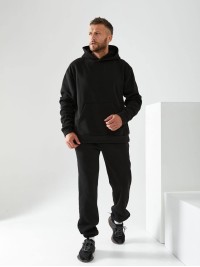 Чоловічий спортивний костюм на флiсi чорного кольору 34198