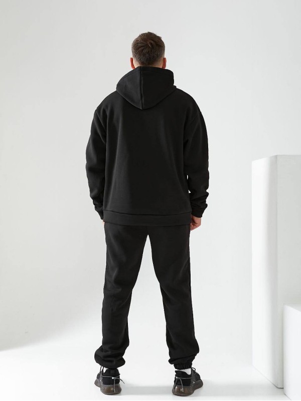 Чоловічий спортивний костюм на флiсi чорного кольору 34198