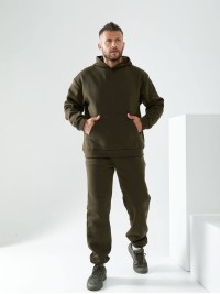 Чоловічий спортивний костюм на флiсi кольору хакi 34199