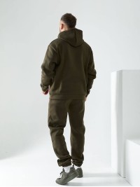 Чоловічий спортивний костюм на флiсi кольору хакi 34199