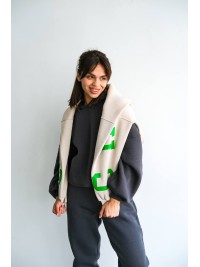 Жіночий теплий костюм з написом графiтового кольору 34218