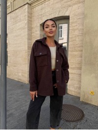 Тепла жiноча сорочка коричневого кольору 34225