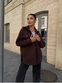 Тепла жiноча сорочка коричневого кольору 34225