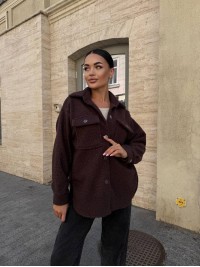 Тепла жiноча сорочка коричневого кольору 34225