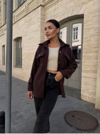 Тепла жiноча сорочка коричневого кольору 34225