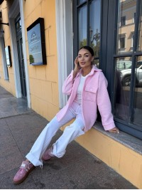 Тепла жiноча сорочка рожевого кольору 34226