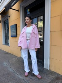 Тепла жiноча сорочка рожевого кольору 34226