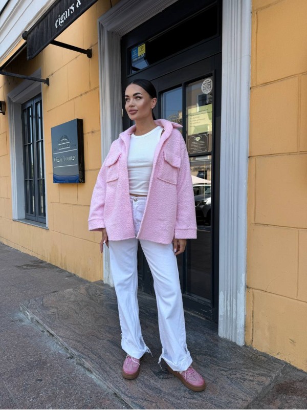 Тепла жiноча сорочка рожевого кольору 34226