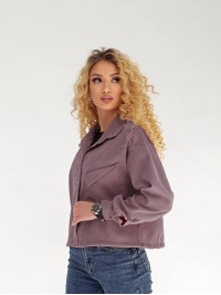 Жіноча вельветова сорочка на резинці фiолетового кольору 34228