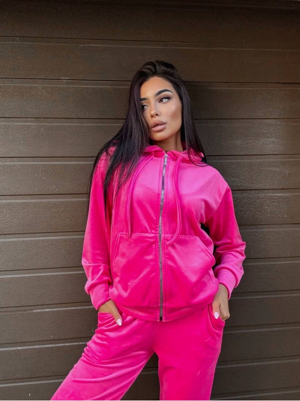 Велюровий жіночий костюм двійка рожевого кольору 34235