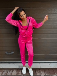 Велюровий жіночий костюм двійка рожевого кольору 34235