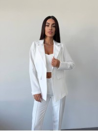 Класичний жiночий костюм тройка з топом молочного кольору 34251