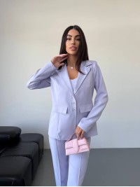 Класичний жiночий костюм тройка з топом лавандового кольору 34252