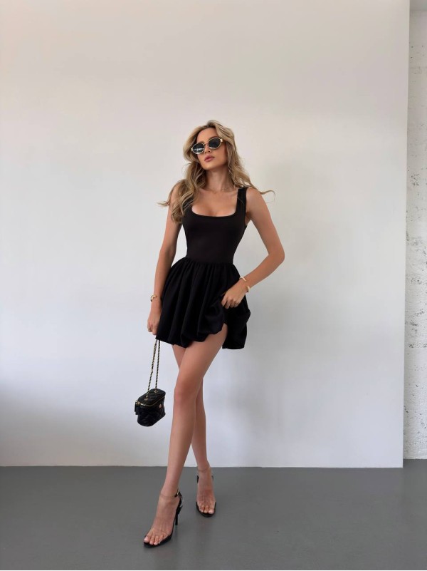 Жiночий комбінезон+спiдниця міні чорного кольору 34253