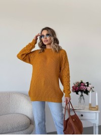 Подовжиний жіночий светр жовтого кольору 34277