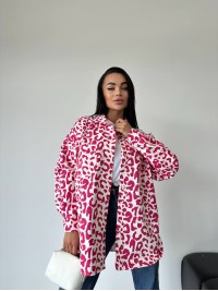 Джинсова жіноча сорочка стиля зебри малинового кольору 34285