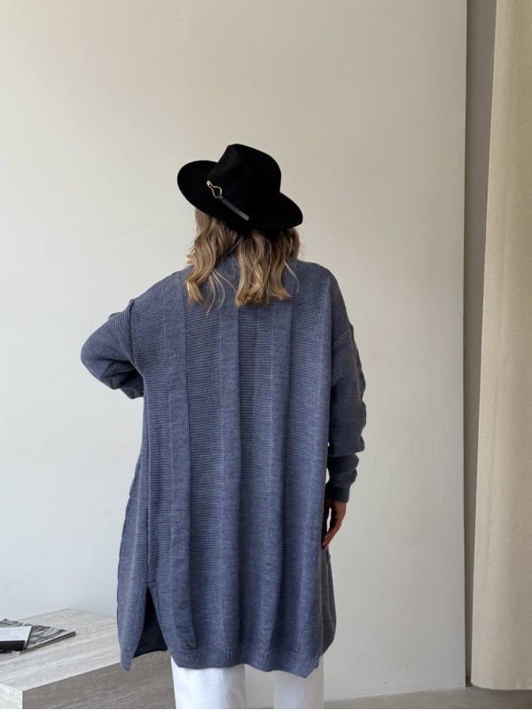 Жіночий подовжиний кардиган графiтового кольору 34289