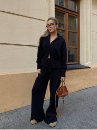 Жiночий прогулянковий костюм чорного кольору 34306