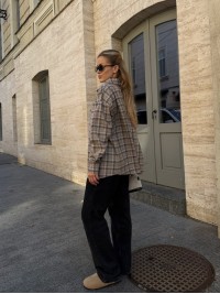 Жіноча фланелева сорочка у клітинку бежевого кольору 34335