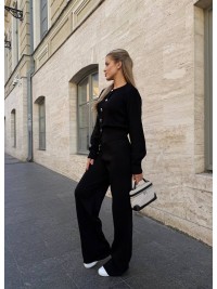 Жiночий костюм кардиган+брюки чорного кольору 34349