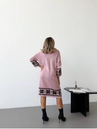 В'язана сукня з етнічним малюнком рожевого кольору 34360