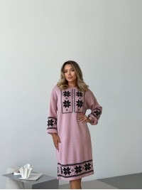 В'язана сукня з етнічним малюнком рожевого кольору 34360