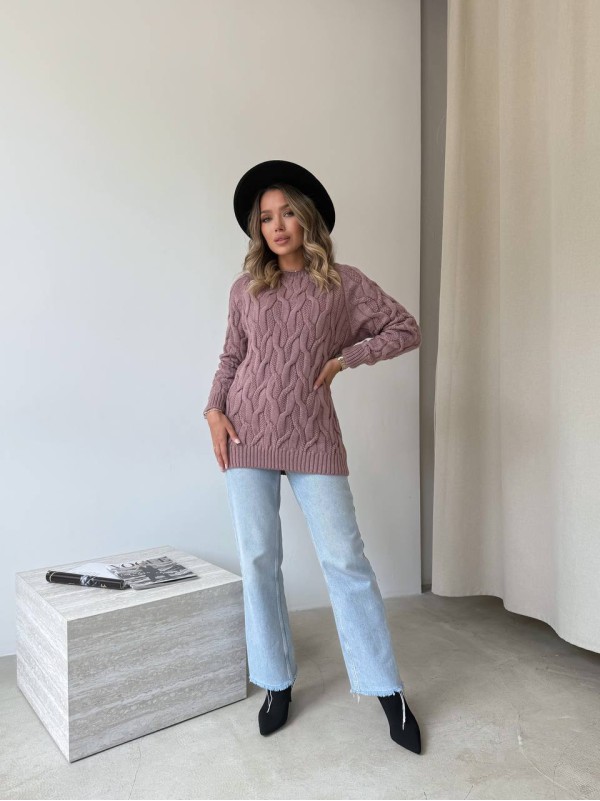 Жіночий базовий светр пудрового кольору 34361