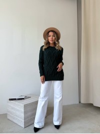 Жіночий базовий светр смарагдового кольору 34363