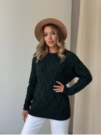 Жіночий базовий светр смарагдового кольору 34363