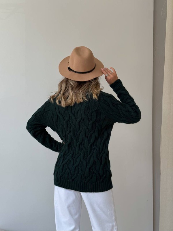 Жіночий базовий светр смарагдового кольору 34363
