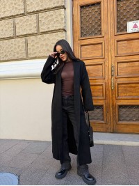 Жіночий довгий кардиган чорного кольору 34370