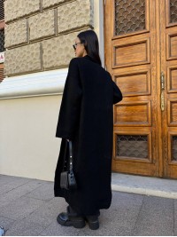 Жіночий довгий кардиган чорного кольору 34370