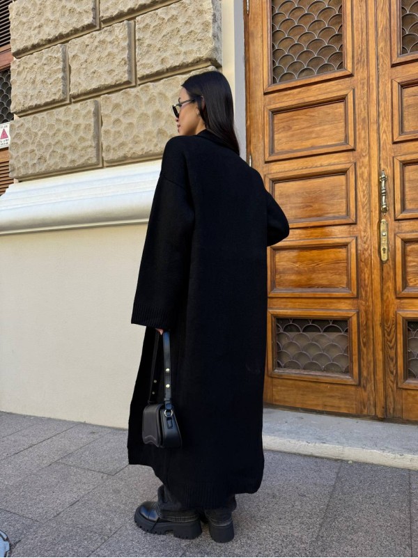 Жіночий довгий кардиган чорного кольору 34370