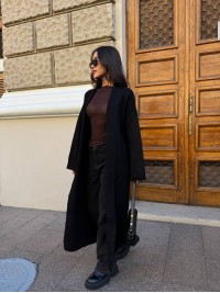 Жіночий довгий кардиган чорного кольору 34370