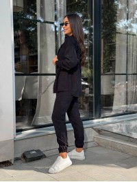 Вельветовий костюм на гудзиках чорного кольору 34380