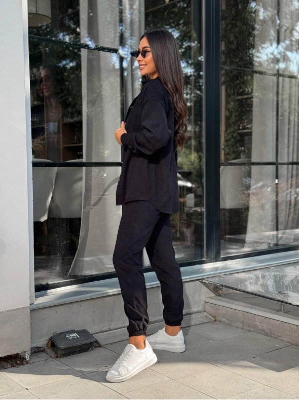 Вельветовий костюм на гудзиках чорного кольору 34380