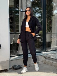 Вельветовий костюм на гудзиках чорного кольору 34380