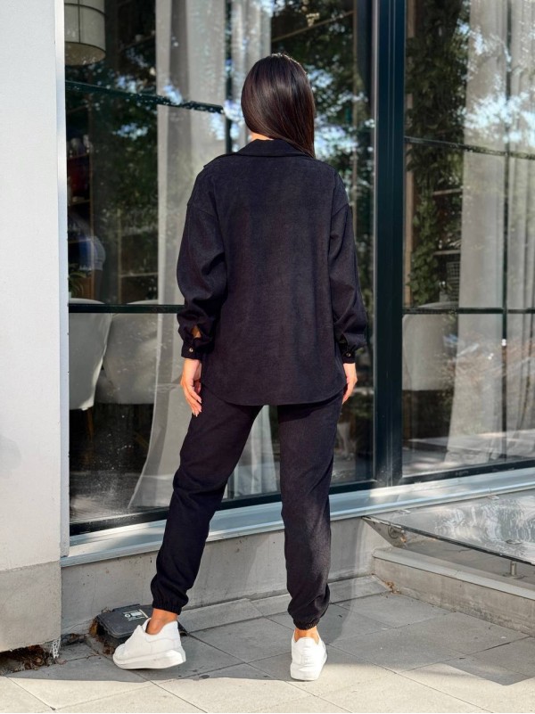 Вельветовий костюм на гудзиках чорного кольору 34380