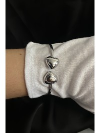 Браслет манжет Сердечки срібного кольору 34386