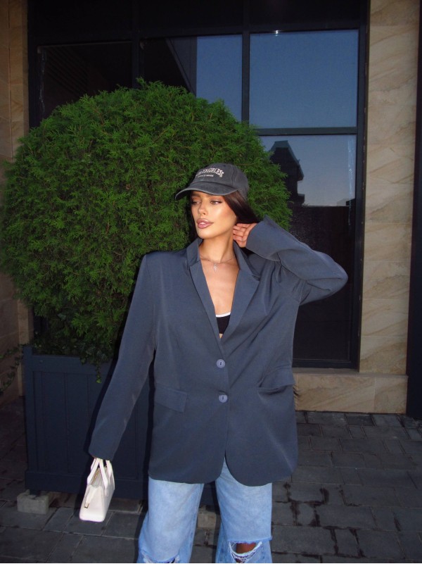 Жіночий вiльний пiджак графiтового кольору 34393