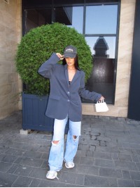 Жіночий вiльний пiджак графiтового кольору 34393