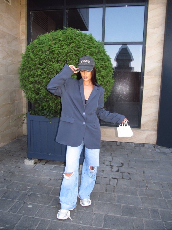 Жіночий вiльний пiджак графiтового кольору 34393