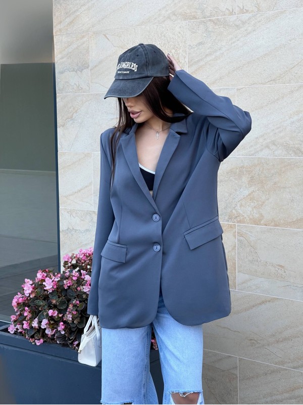 Жіночий вiльний пiджак графiтового кольору 34393