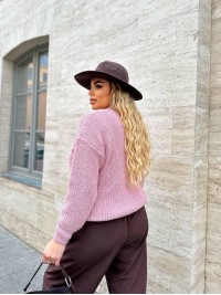 Базовий жіночий светр рожевого кольору 34414