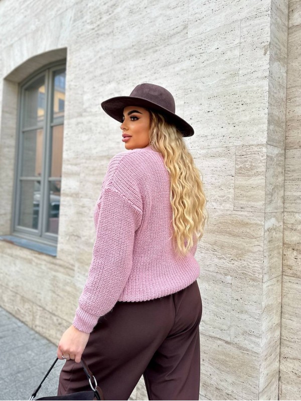 Базовий жіночий светр рожевого кольору 34414