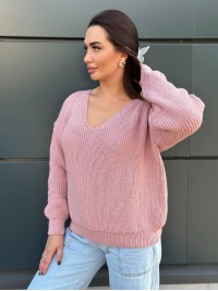 Жіночий светр з з вирізом рожевого кольору 34425