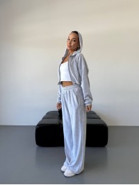 Жіночий велюровий костюм сiрого кольору 34440