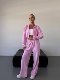 Жіночий велюровий костюм рожевого кольору 34441