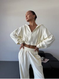 Жіночий велюровий костюм жовтого кольору 34442